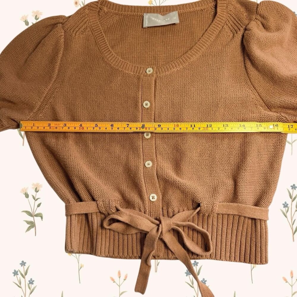 Everlane "The Puff Sleeve" Short Sleeve Cardigan Coquette Cotton Bow Top XS - Picture 6 of 6